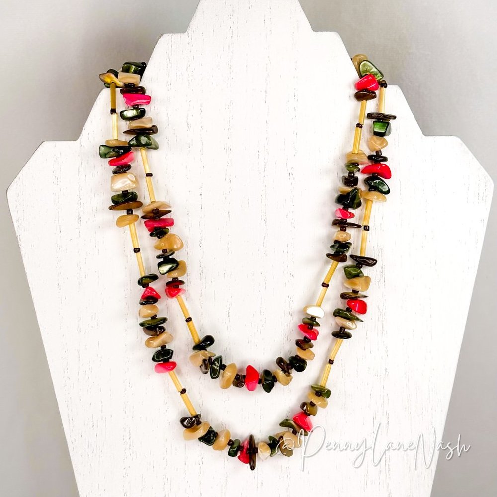 Vintage Double Strand Rocky Beaded Necklace - Picture 3 of 7